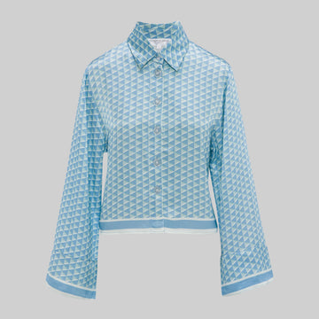 Late Night Sky Blue Satin Co-ord Shirt