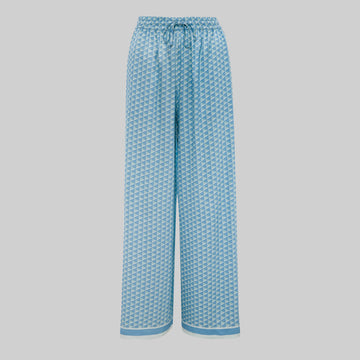 Late Night Sky Blue Satin Co-ord Trousers