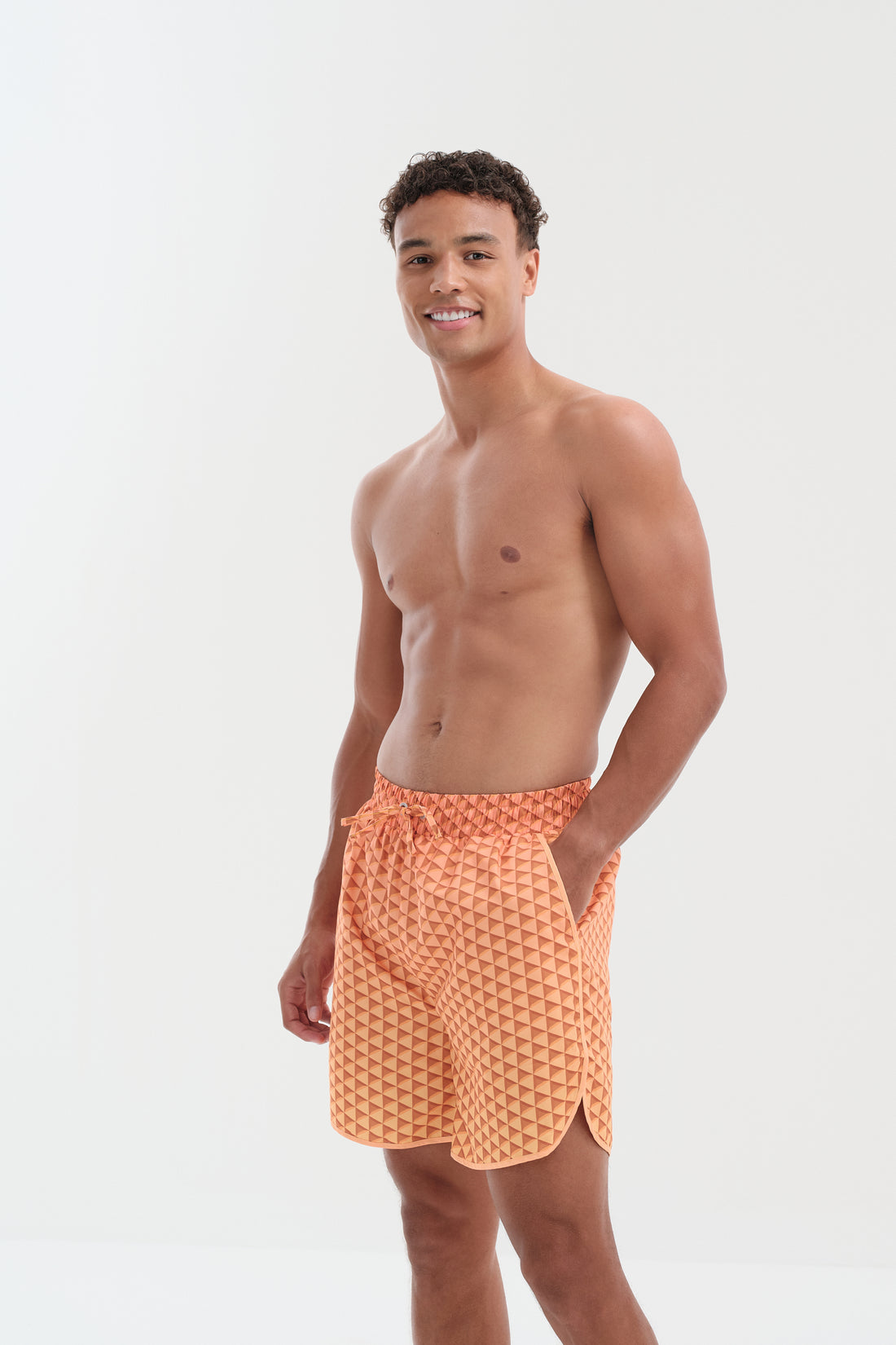 Signature Monogram Play Button Swim Shorts - Orange