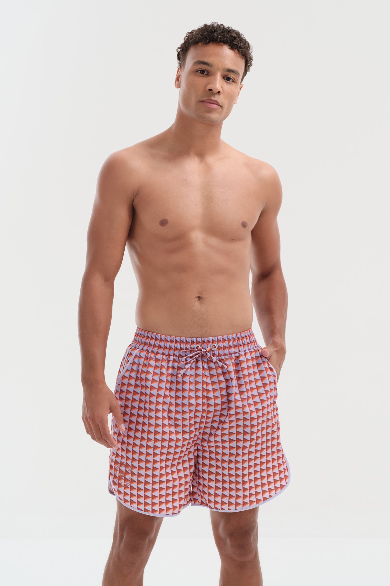 Signature Monogram Play Button Swim Shorts - Purple