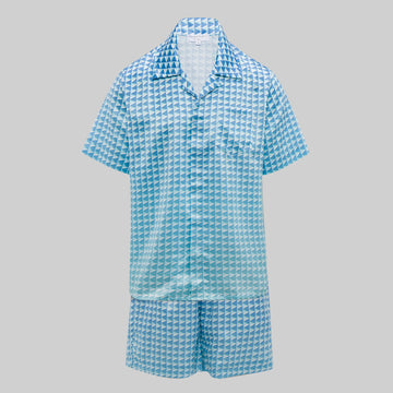 Signature Monogram Play Button Satin Day-to-Night Co-Ord Set - Blue