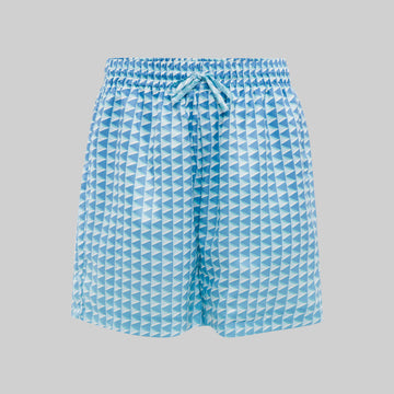 Signature Monogram Play Button Satin Day-to-Night Short - Blue