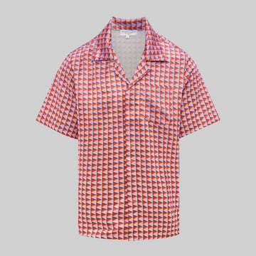 Signature Monogram Play Button Satin Day-to-Night Shirt - Orange