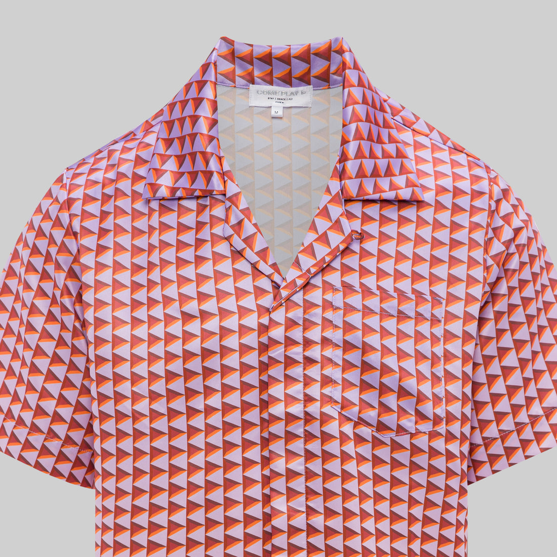Signature Monogram Play Button Satin Day-to-Night Shirt - Orange